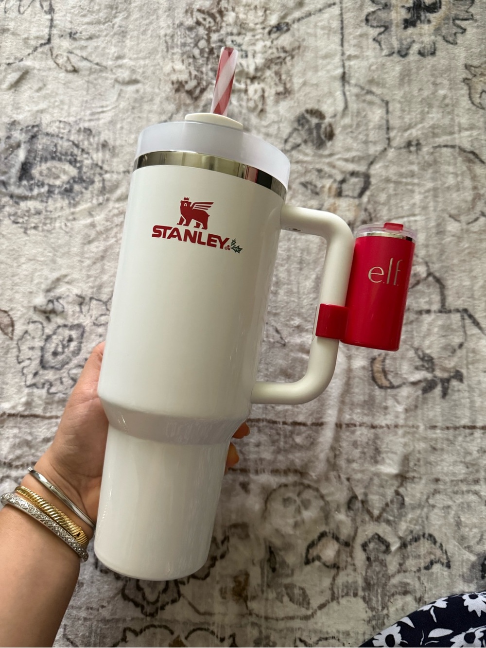 Stanley mistletoe twist new 40oz with ELF lip oil holder